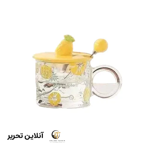 ماگ شیشه ای میوه درب سرامیکی 574-44- طرح لیمو