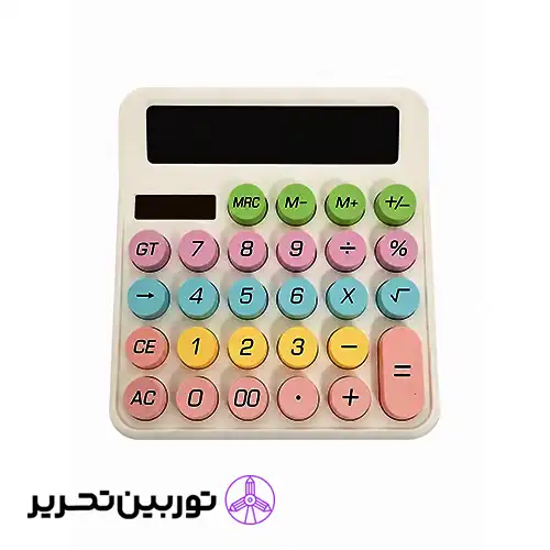 ماشین حساب فانتزی دکمه بزرگ رنگ سفید پاستلی برند YGANO مدل 2208B