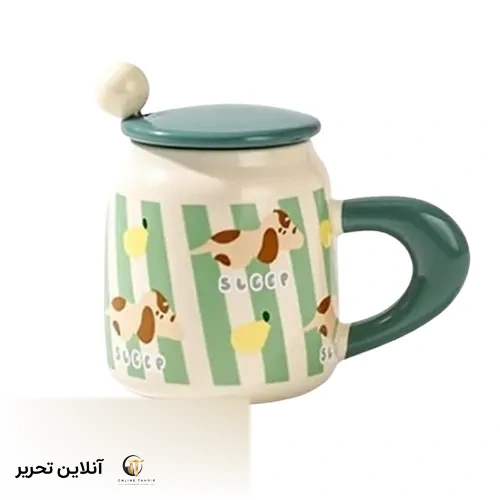 ماگ سرامیکی دربدار طرح سگ – رنگ سبز