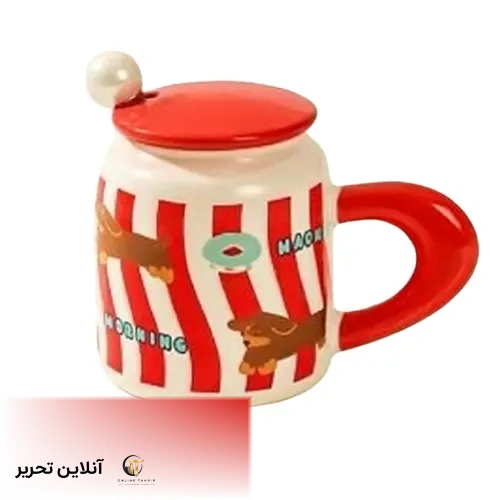 ماگ سرامیکی دربدار طرح سگ – رنگ قرمز