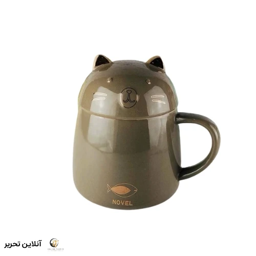 ماگ سرامیکی طرح گربه درب دار