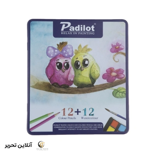 مداد رنگی و آبرنگ 12+12 جعبه فلزی پادیلوت