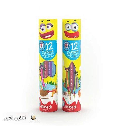 مدادرنگی 12 رنگ استوانه ای طرح لبخند آریا