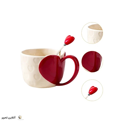 ماگ سرامیکی کرمی قلب